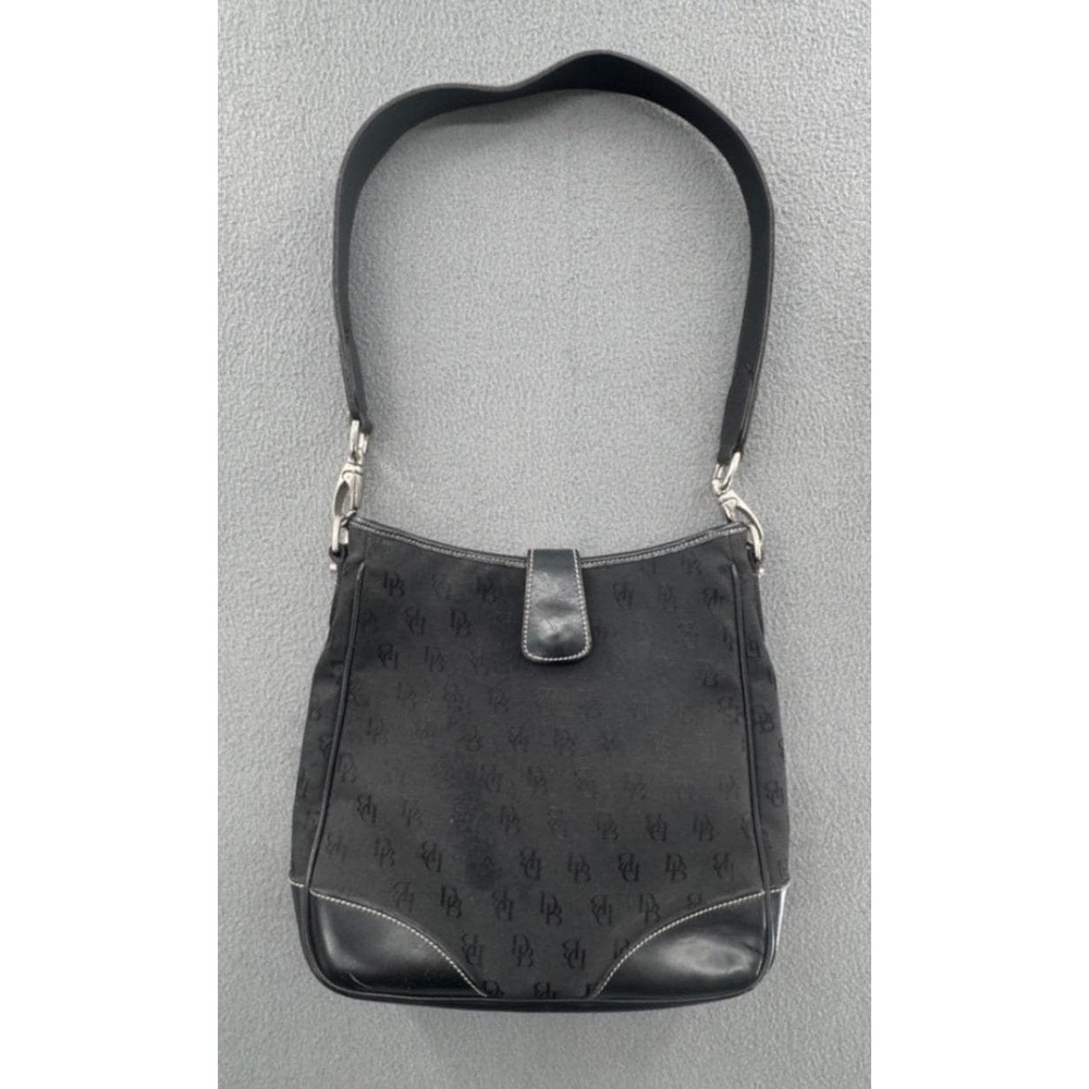 Dooney & Bourke VTG Shoulder Bay Black Monogram Canvas USA A1126362 Quiet Luxury